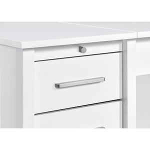 English Elm Rayna White High Gloss Lift-Top 60" Office Desk with 4 Easy-Glide Drawers & Brushed Zinc Hardware B062P351422