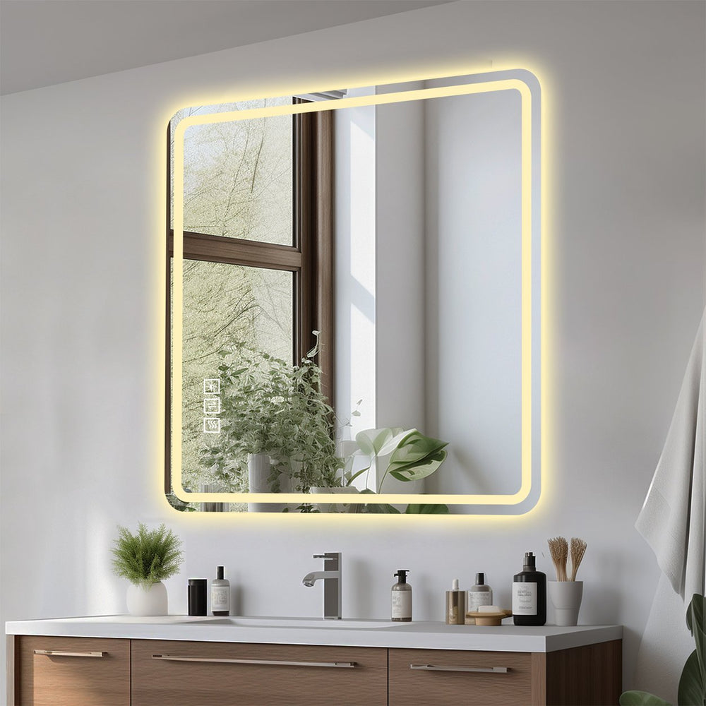 English Elm 36*36in LED Bathroom Mirror with Anti-Explosion Glass, Rust-Resistant, Smart Touch Defogging Lightability W2709P243340