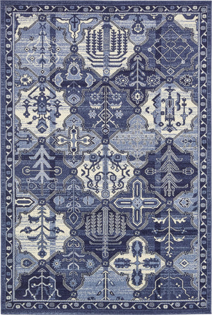 Unique Loom La Jolla Cathedral Machine Made Geometric Rug Blue, Ivory/Light Blue/Navy Blue 6' 1" x 9' 0"