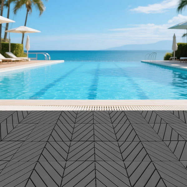 English Elm Plastic Interlocking Patio Tiles Waterproof Pp Grid for Pool Decks and Balconies 44 Pack W3022P251841