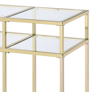 English Elm Uchenna Gold Metal Frame Sofa Table with Tempered Glass Shelves for Entryway B2726P446703