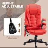 English Elm Homcom High Back Vibration Massage Office Chair With 6 Vibration Points, Heated Reclining Pu Leather Computer Chair With Armrest and Remote, Red