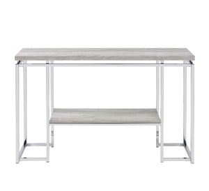English Elm Modern Minimalist End Table with White Wood Top and Gold-Finish Metal Legs for Chic Living Spaces Chrome,Oak 21.5 L x 52.5 W x 7 H B2741P337715
