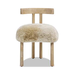 English Elm Jennifer Taylor Home - Arden Sheepskin Dining Chair 19.5" Natural Blonde Fur, Handcrafted Wood, Insulating Comfort B2719P321039
