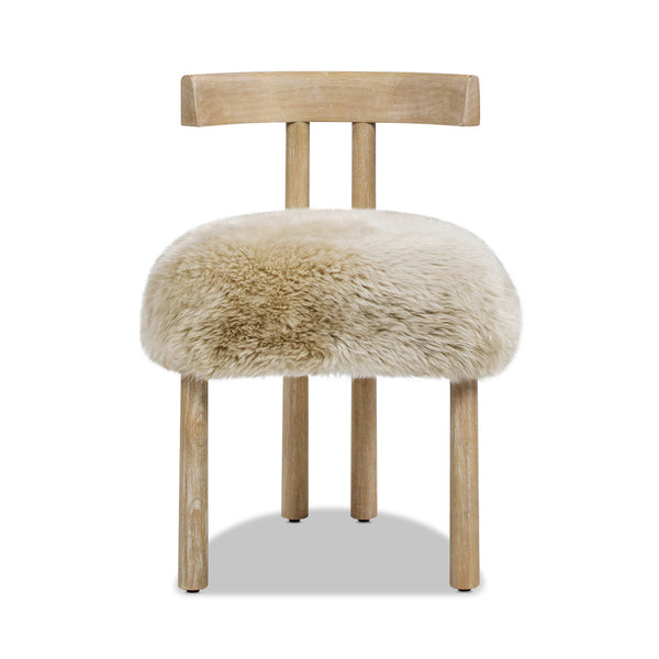 English Elm Jennifer Taylor Home - Arden Sheepskin Dining Chair 19.5" Natural Blonde Fur, Handcrafted Wood, Insulating Comfort B2719P321039
