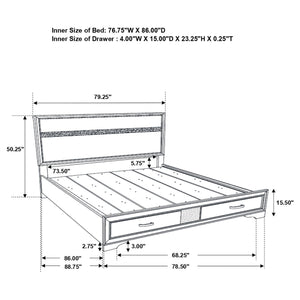 English Elm Pierce Eastern King Platform Bed with Led Headboard and Italian Gloss Finish B062S01843