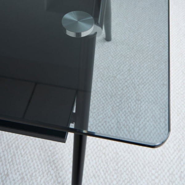 English Elm Rectangle Coffee Table With Elegant Tempered Glass Top & Black Mdf Shelf For Modern Living Room Décor W241142567-GIGA