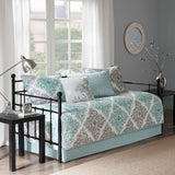 Madison Park Claire Transitional 6 Piece Reversible Daybed Cover Set MP13-3972 Aqua