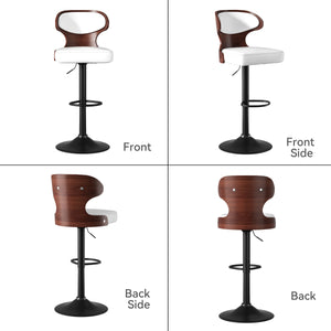 English Elm Bar Stools - Adjustable Bentwood Swivel Seat 24.5-33.5In, Ergonomic Pu Leather Chair For Home Bars T3950P397480