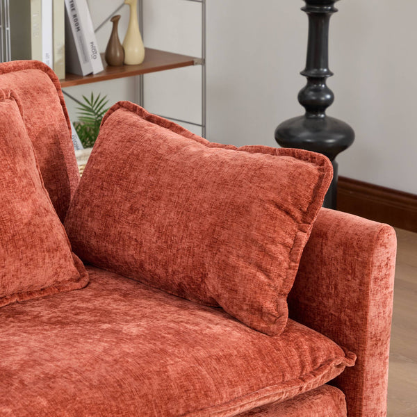 English Elm Cloud Loveseat Modern Sectional with Chenille Upholstery for a Cozy Living Space Orange W1143S00059