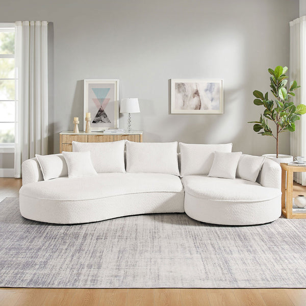 English Elm Curved Boucle Sectional Sofa – Cloud-Inspired Design For Modern Living, Comfort, And Style W876S00301