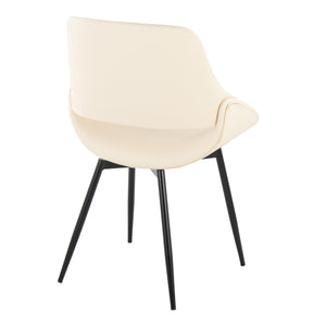 English Elm Fabrico Mid-Century Modern Accent Chairs Set Of 2 In Cream Faux Leather With Black Metal Legs B202S01226