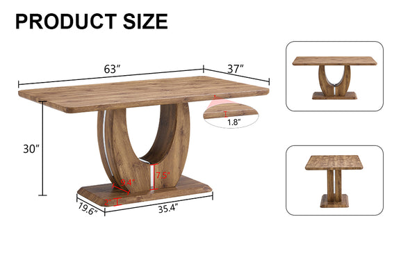 English Elm Modern Wood Grain Mdf Dining Table with Steel Accent Legs for Kitchen or Office W1512S00193