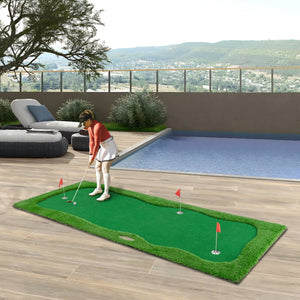 English Elm 12x5 Ft Putting Green Mat Pp Turf with Three Holes Flags for Indoor Outdoor Practice W1422P289867