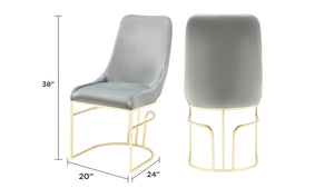 English Elm Emrald Luxe 2Pc Dining Chairs In Gray Velvet With Gold Legs – Modern Comfort For Chic Spaces B009P298423