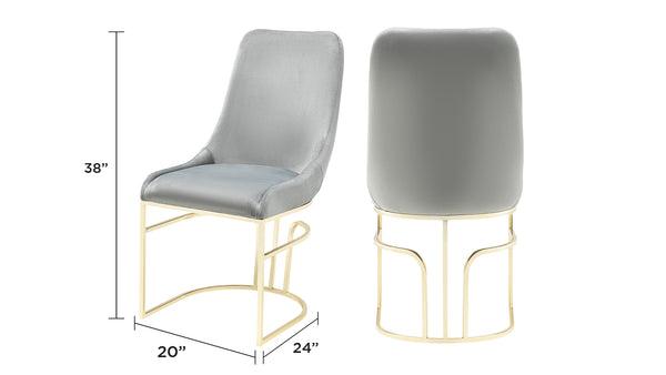 English Elm Emrald Luxe 2Pc Dining Chairs In Gray Velvet With Gold Legs – Modern Comfort For Chic Spaces B009P298423