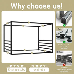 English Elm Queen Iron Frame Bed with High Fence-Style Guardrails, Modern Low-Profile Black Design, Sturdy Support W1858P282501