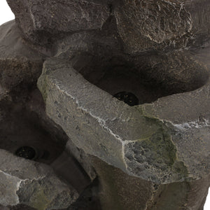 English Elm Christopher Knight Home® - APACHE 4 Tier Fountain Stone Gray - Faux Stone Waterfall with LED Lights, Weather-Resistant 34" 71794.00SGRY