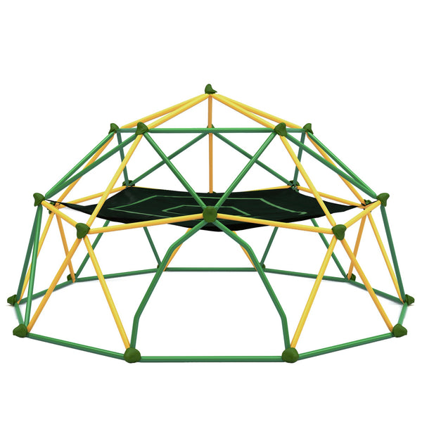 English Elm 12ft Geodesic Climbing Dome with Hammock Powder Coated Steel Backyard Play Structure N710P345629L