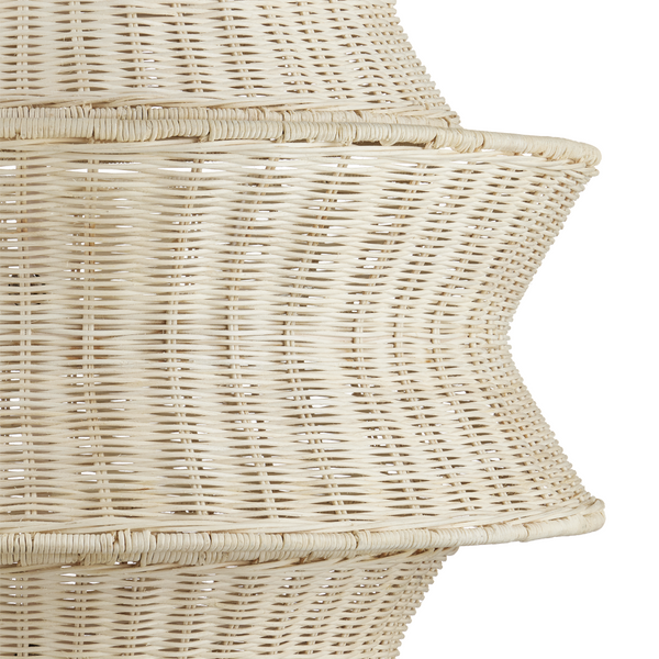 Phebe Chandelier - Elegant Coastal Design with Bleached Wicker Shade and Vanilla Finish for Homes