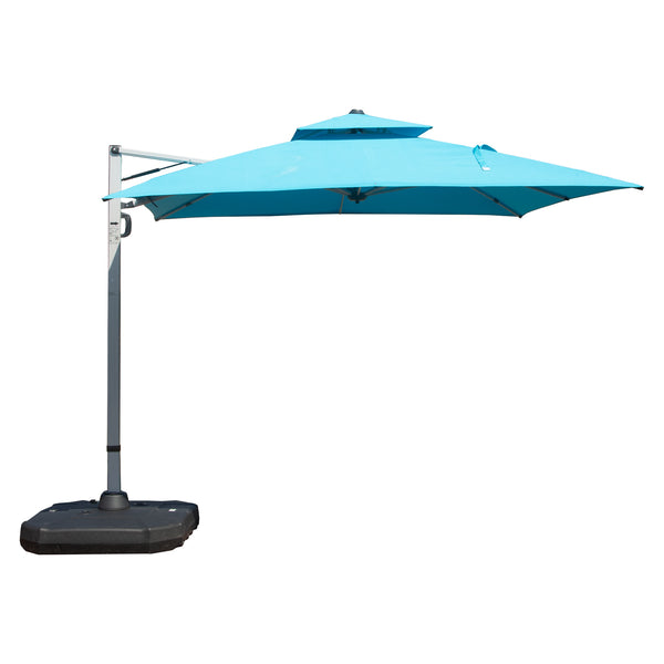 English Elm 10'X10' Square Cantilever Umbrella with Hydraulic Open, 5-Position Tilt, UPF50+ Polyester Canopy Lake Blue W1859P336663