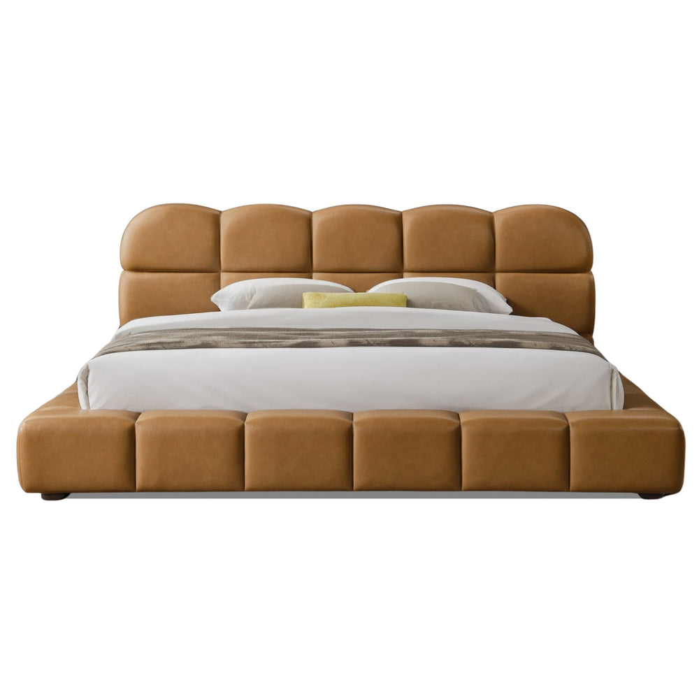 English Elm Roswell Vegan Leather King Platform Bed Biscuit Tufted Headboard Modern Bedroom B183S00211