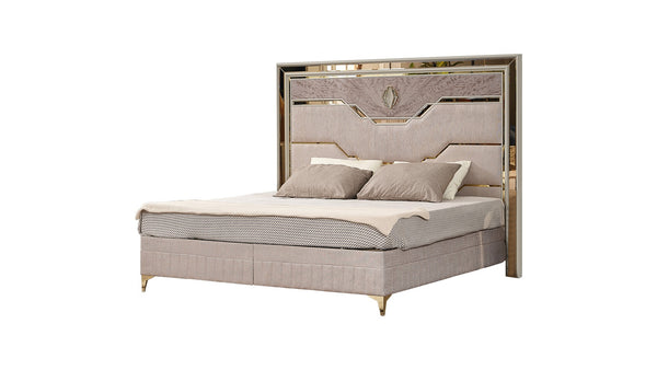 English Elm Omari Modern 4-Pc King Bedroom Set With Upholstered Bed, Gold Accents, And Stylish Storage Solutions B009S01397-GIGA