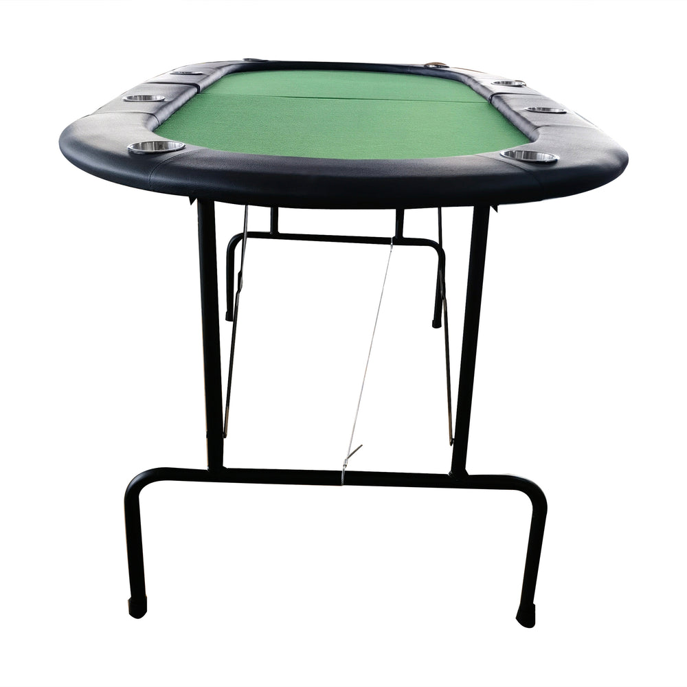 English Elm Ino Design Foldable 8 Player Poker Table with Cup Holders and Padded Vinyl Rails Green W2748P221627
