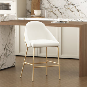 English Elm Gracie Metal Upholstered Counter Stool - Chic White And Gold Design For Modern Kitchens & Bars B365P397973