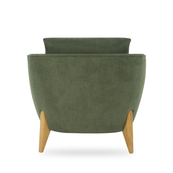 English Elm Accent Armchair Upholstered Low Profile Reading Chair with Lumbar Pillow Modern Living Room Seat Green W2308P462509