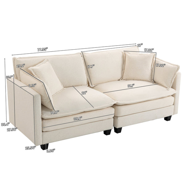 English Elm Modern Chenille Sectional Sofa with Chaise Lounge Solid Wood Frame Living Room Seating Antique White W2530P463105