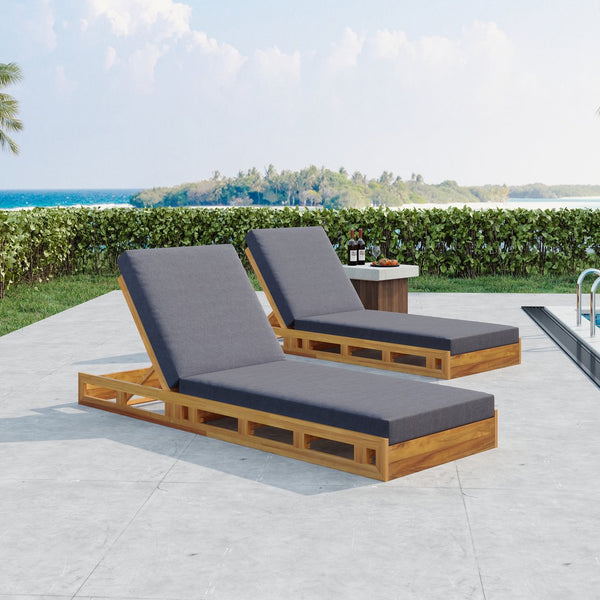 English Elm Christopher Knight Home® - Lounge Chaise Set - Premium Acacia Wood, 4-Inch Thick Water-Resistant Cushions, Adjustable Recline N770P272405T_65429.00CUSHDGRY