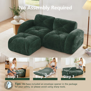 English Elm L-shaped Velvet Sectional Sofa Tufted Modular Design with High Density Foam Boneless Build Green W714S01593