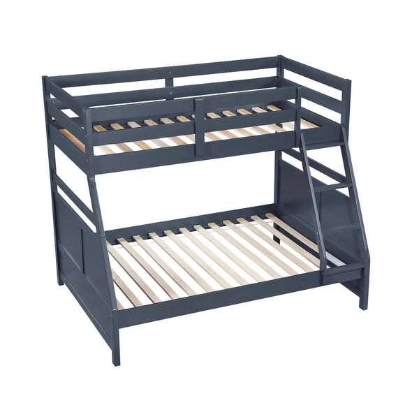 English Elm Bunk Bed Twin Over Solid Wood Frame with Guard Rails for Kids Shared Rooms Navy Blue B011S02316