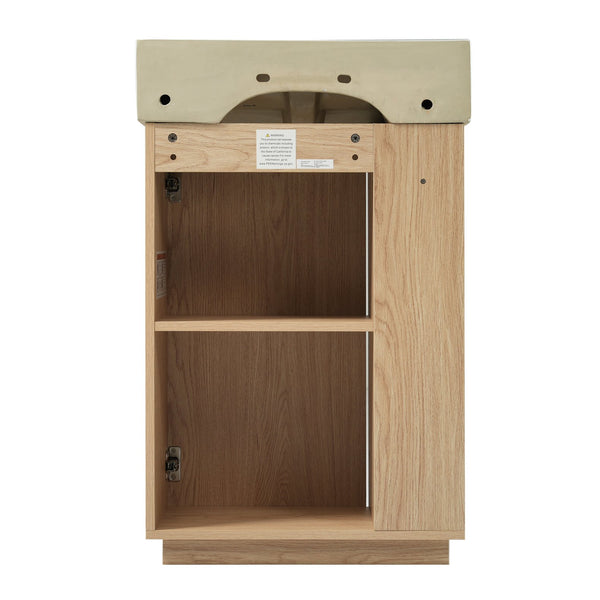 English Elm [video]21.6" Freestanding Bathroom Vanity Ceramic Sink Wavy Door Mdf Cabinet Small Bath Wood N729P285503N