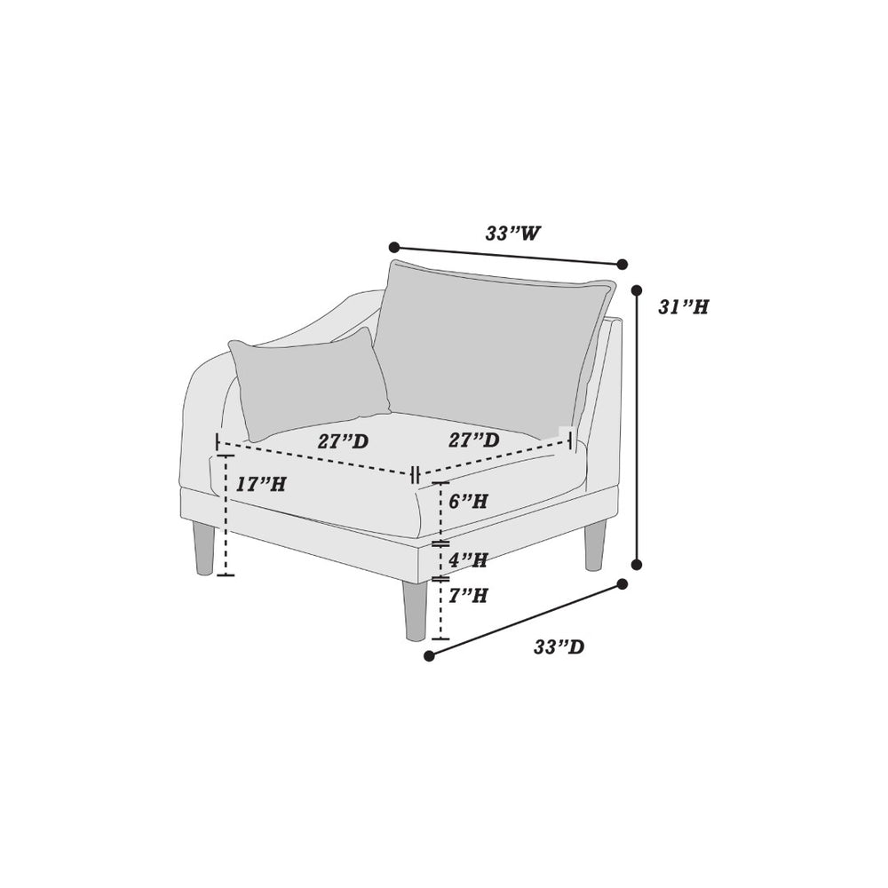 English Elm Modern 6-Piece Modular Sectional Set - Configurable U-Shaped Couch With Armless Chairs & Ottoman B011S01574-GIGA