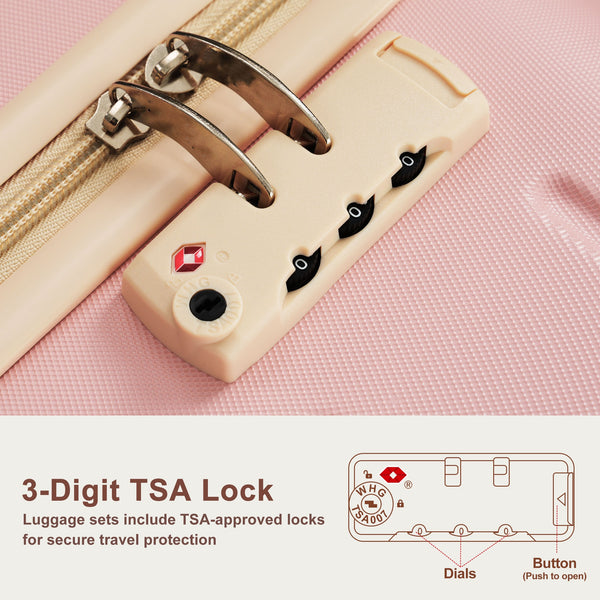 English Elm Premium Abs Hardshell 3 Piece Suitcase Set with Tsa Locks and Spinner Wheels Pink N726P296022S