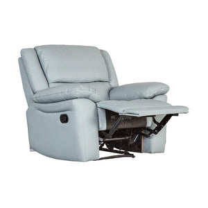 English Elm Transitional Multi-Function Glider Recliner with Channel Back, Cup Holders, Hidden Storage, Upholstered Comfort Blue 42 L x 30 W x 26 H B2741P387106