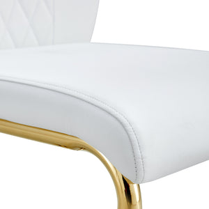 English Elm Table and Chair Set 8 Seater Oval Glass Dining with Glamorous Gold Base Modern Luxe Transparent,White+Gold W1151S04725