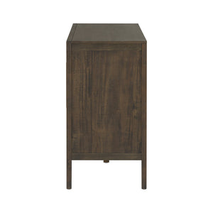 English Elm U_style Farmhouse Pine Veneer Buffet Cabinet with Double Doors for Kitchen or Entryway Dark Brown N711P410389B