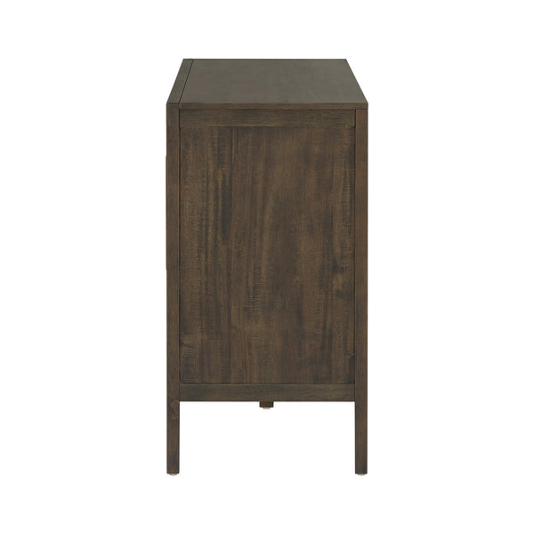 English Elm U_style Farmhouse Pine Veneer Buffet Cabinet with Double Doors for Kitchen or Entryway Dark Brown N711P410389B