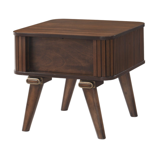English Elm 1pc Walnut Veneer End Table with Wrap Around Tambour Doors Mid Century Living Room B011P287324