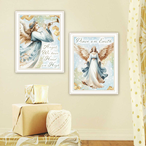 English Elm Trendy Decor 4u Holiday Angels Typography Two Panel Framed Print for Seasonal Home Walls B067P252303