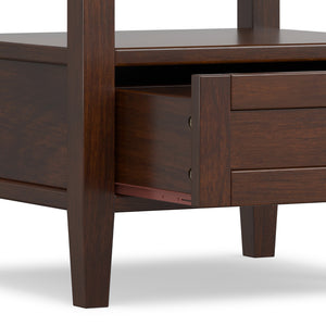 English Elm Warm Shaker Solid Wood End Table with Drawer Open Shelf Rustic Living Room Accent B136P481642