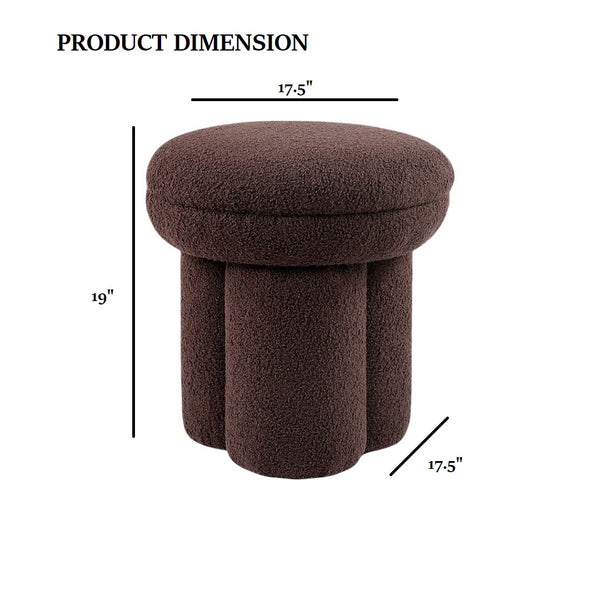 English Elm Contemporary Plush Pleated Round Ottoman Stool with Gold Trim Base, Velvet-Like Accent Seat for Living Room Brown 18 L x 18 W x 20 H B2741P388380