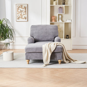 English Elm Modern Mid-Century Oversized Chaise Lounger Sofa Bed with Solid Wood Legs, Deep Seat Comfort Sleeper Grey W2363S00070