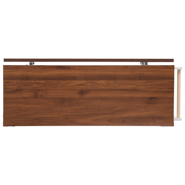 English Elm K&K 53" Farmhouse Kitchen Island with Drop Leaf, Tempered Glass Doors, Power Outlet, Rolling Cart White N707P263637W