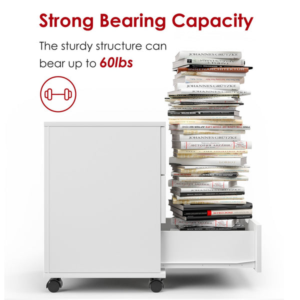 English Elm 3-drawer Rolling Wood File Cabinet with Locking Casters for Home Office Under Desk T3623P434196