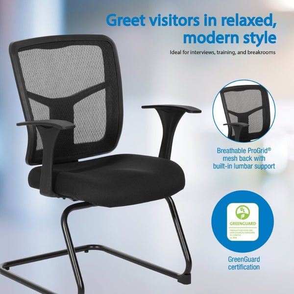 OSP Home Furnishings Progrid Mesh Back Visitor Chair with Lumbar Support and Sled Base for Modern Offices 9093B-30