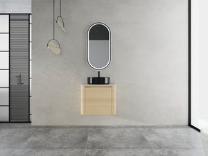 English Elm 24'' Wall-Mounted Bathroom Vanity With Artistic Ceramic Sink, Soft-Close Door & Space-Saving Design W999S00461